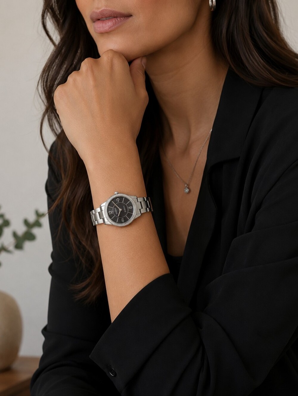 Esprit Women's Silver Watch with Dark Dial